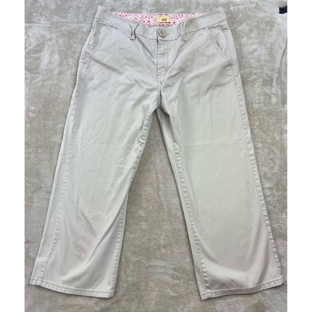 Levis Tab Twills Womens Tan Khaki Chino Pants Pink Contrast Stitching Size 12